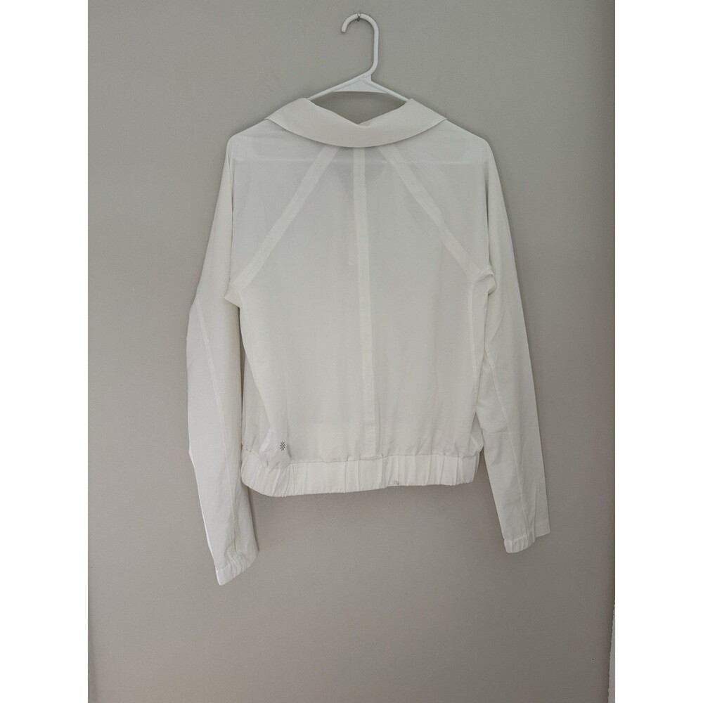 Athleta White 1/4 Zip Cropped Windbreaker Pullover Jacket Medium - Picture 4 of 7